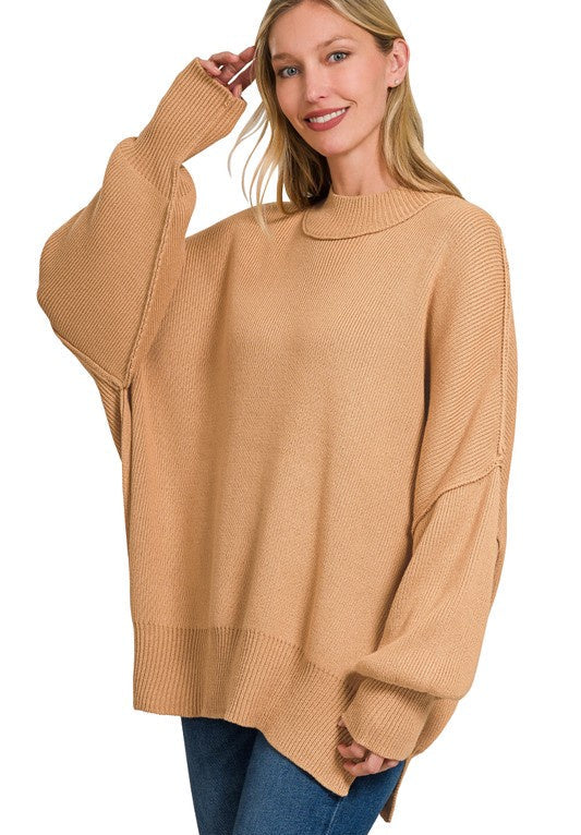 Let Me Correct You Oversized Camel Sweater