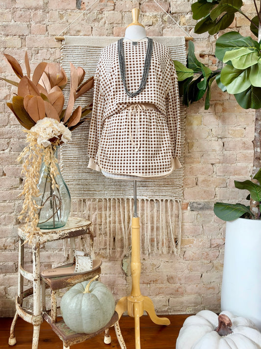 Bonfires & S’mores Brown Plaid Skort