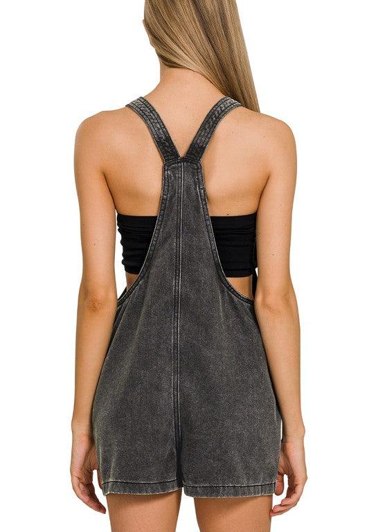 Before You Go Black Mineral Wash Romper