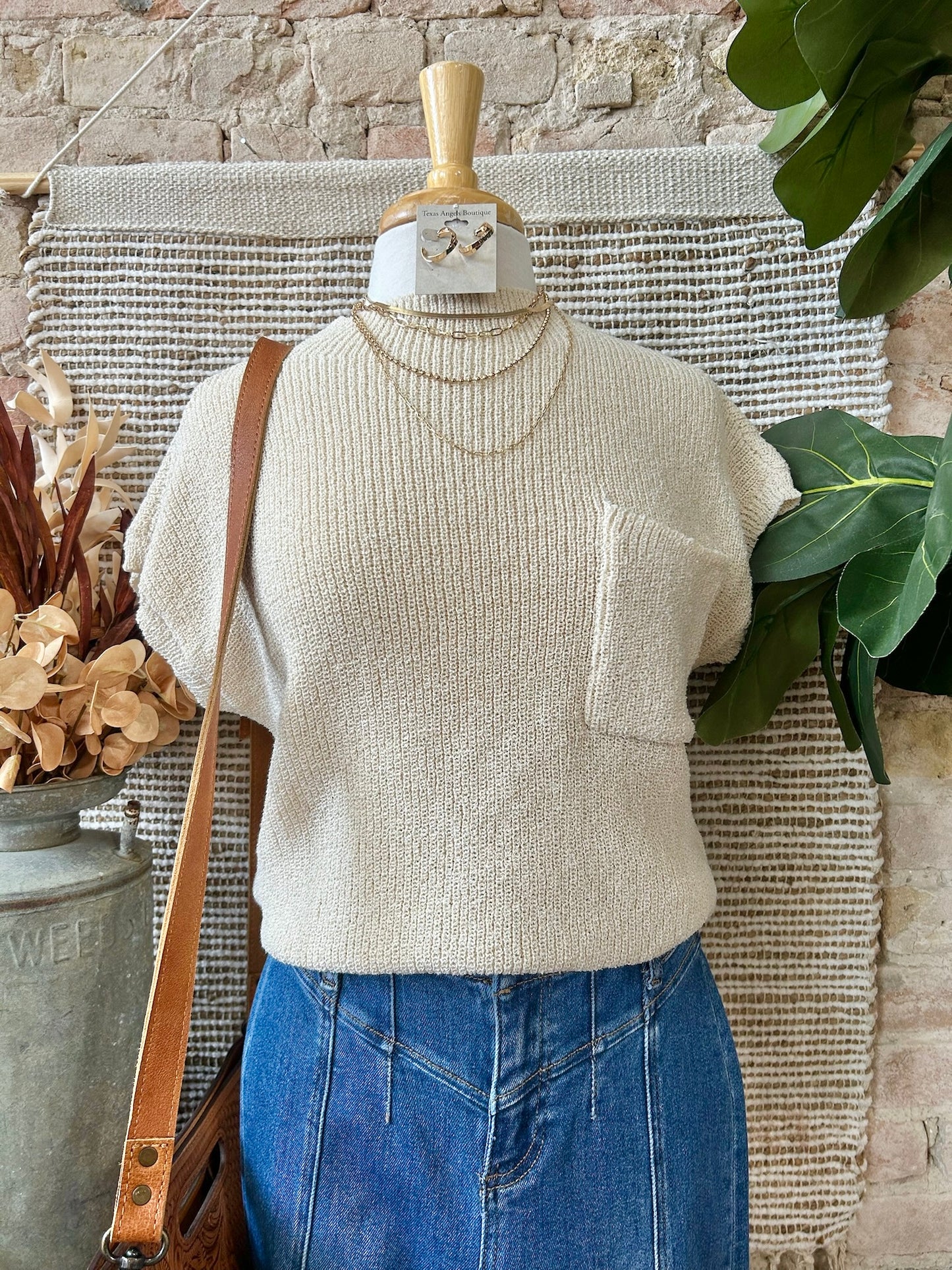 Nothing To See Here Oatmeal Knit Sweater Top