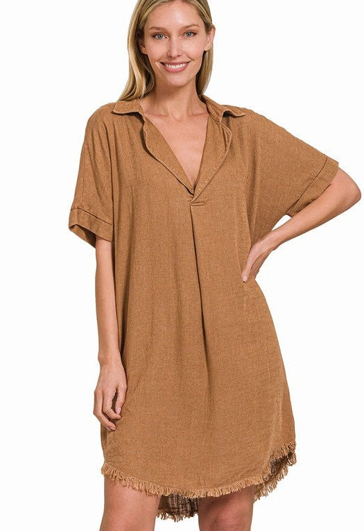 Down To Earth Camel Dress