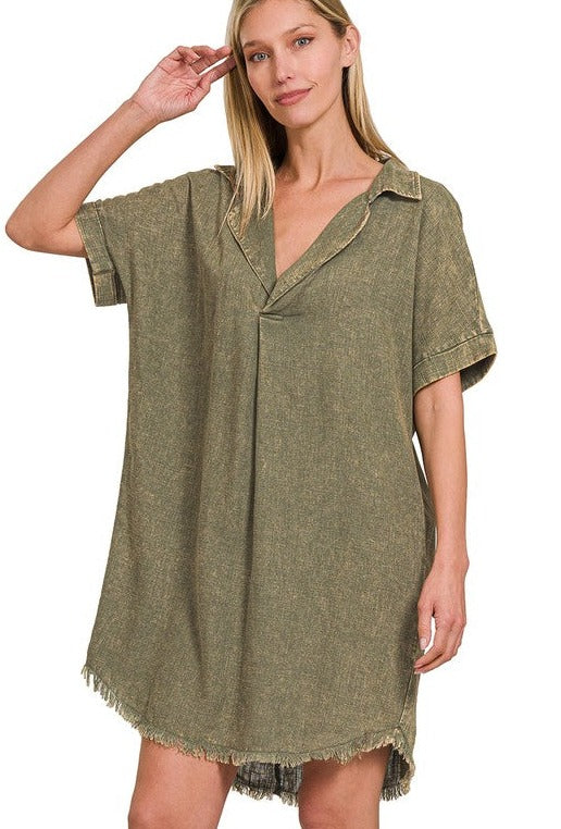 Down To Earth Olive Dress