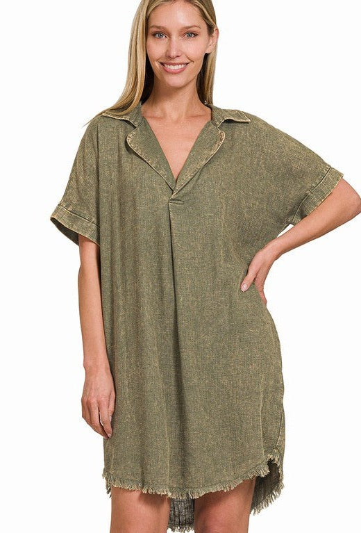 Down To Earth Olive Dress