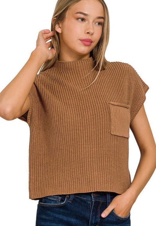 RESTOCK Know It All Camel Knit Top