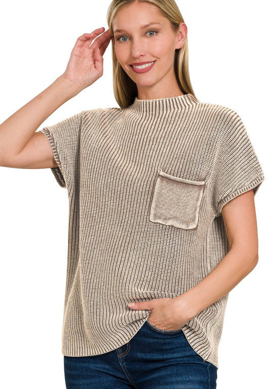 Knew All Along Mocha Mineral Wash Knit Top