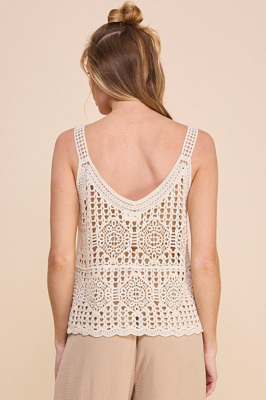 50% Off - Island Time Ivory Crochet Tank