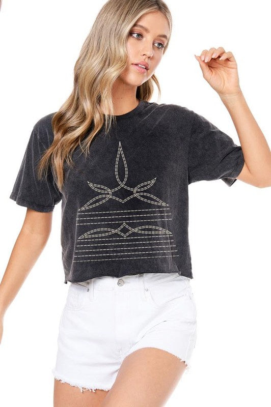 Sure Thing Cowboy Black Boot Stitch Graphic Tee