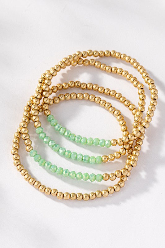 Gold/Mint Stretchable Bracelet Stack