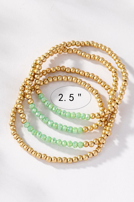 Gold/Mint Stretchable Bracelet Stack