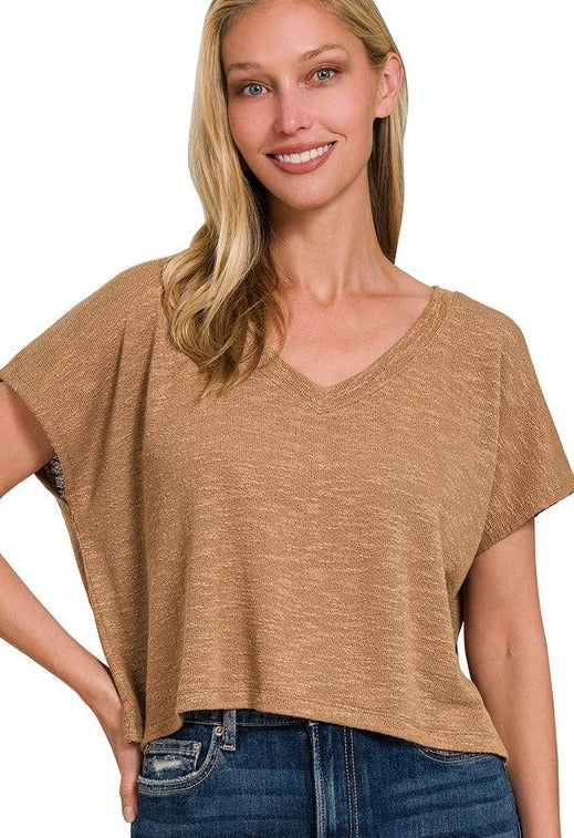 Nature Awaits Camel V-Neck