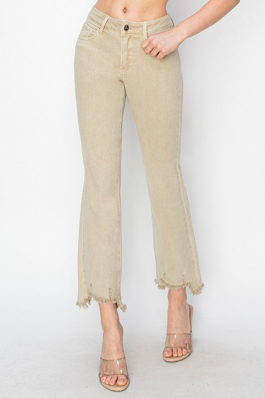 Let’s Kick It Khaki Straight Leg Risen Jeans