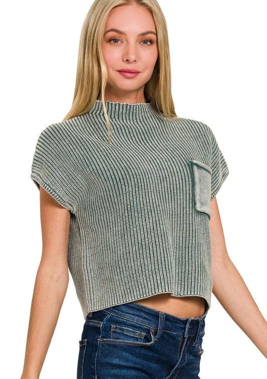 By The Campfire Jade Knit Crop Top