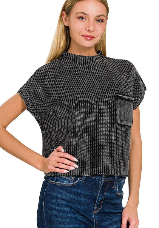 At The Top Of My List Black Knit Top