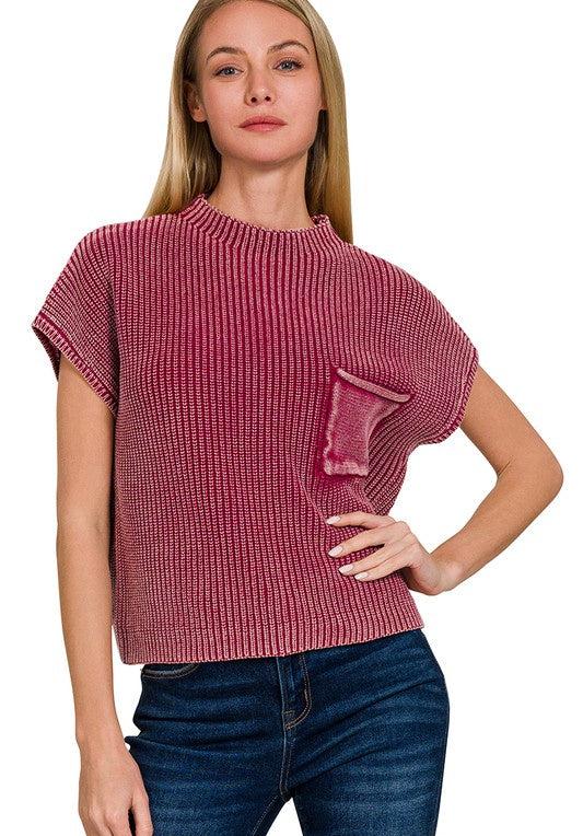 By The Campfire Burgundy Knit Crop Top