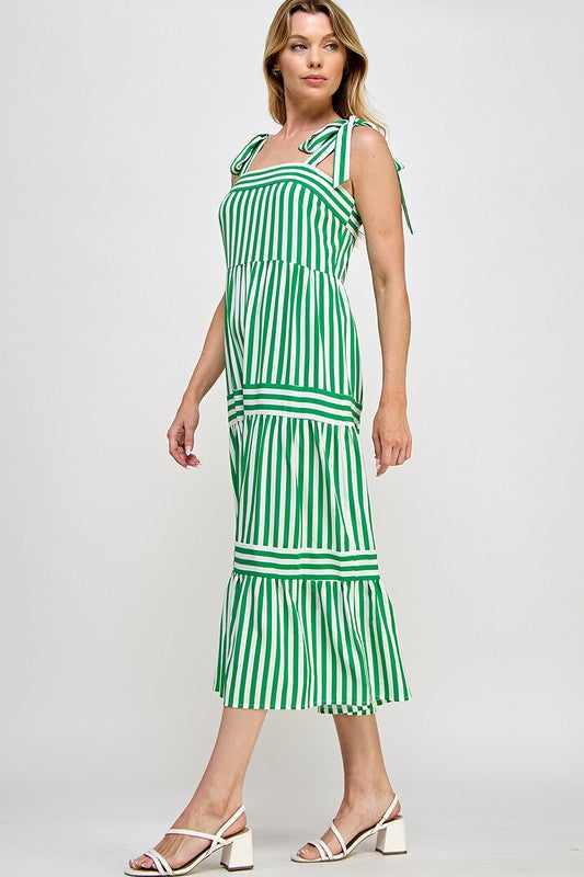 Must've Missed You Green Striped Maxi Dress