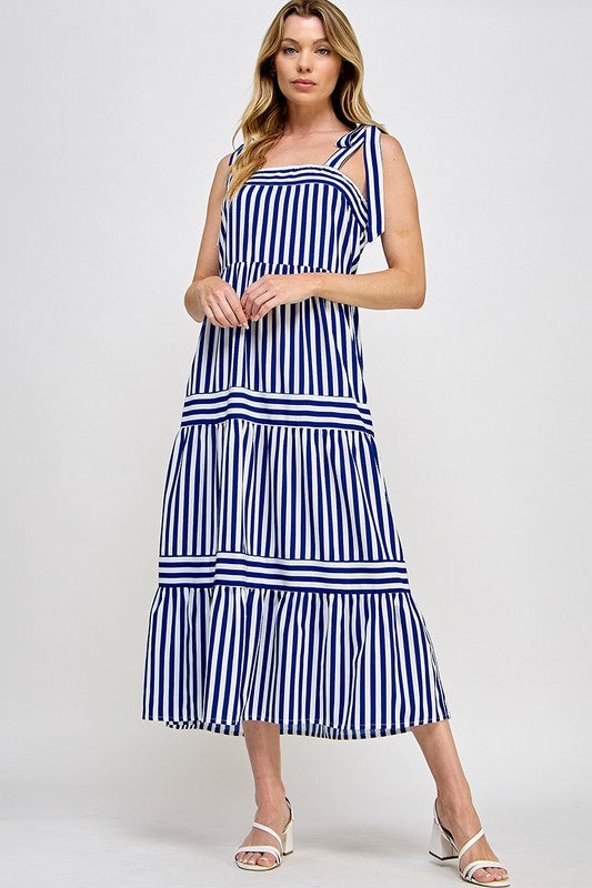 Must've Missed You Navy Striped Maxi Dress
