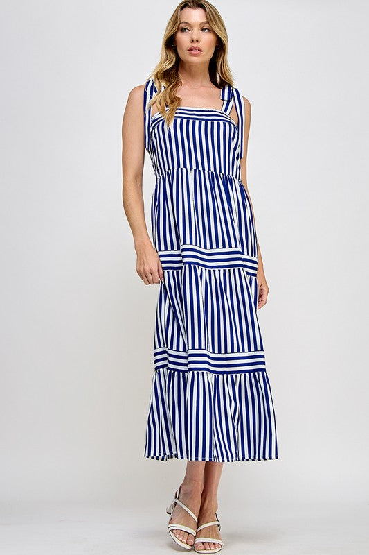 Must've Missed You Navy Striped Maxi Dress