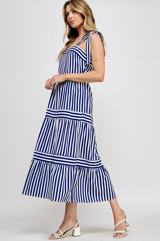 Must've Missed You Navy Striped Maxi Dress