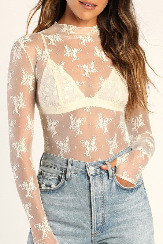 Thought You Should Know Cream Sheer Top