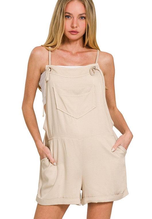 RESTOCK Let's Take A Road Trip Beige Romper