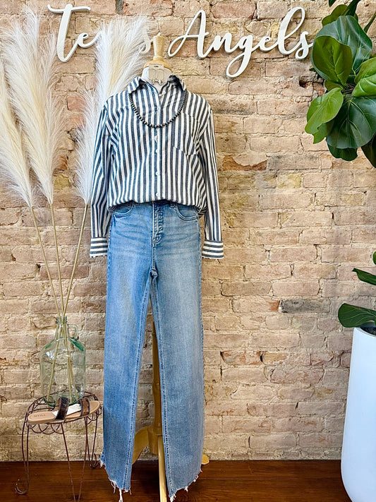 Soft Spoken Navy Striped Shirt