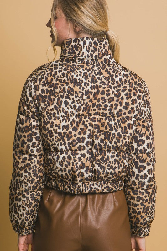 Picked You Just For Myself Leopard Print Puffer Jacket