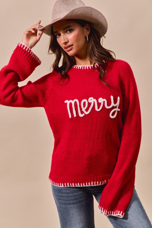 Rudolph the Red-Nosed Reindeers Red Merry Knit Sweater