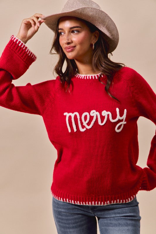 Rudolph the Red-Nosed Reindeers Red Merry Knit Sweater