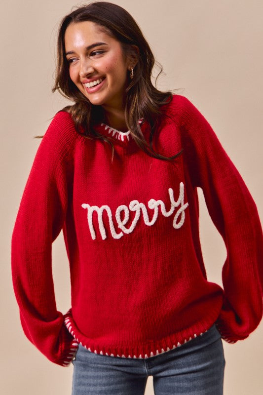 Rudolph the Red-Nosed Reindeers Red Merry Knit Sweater
