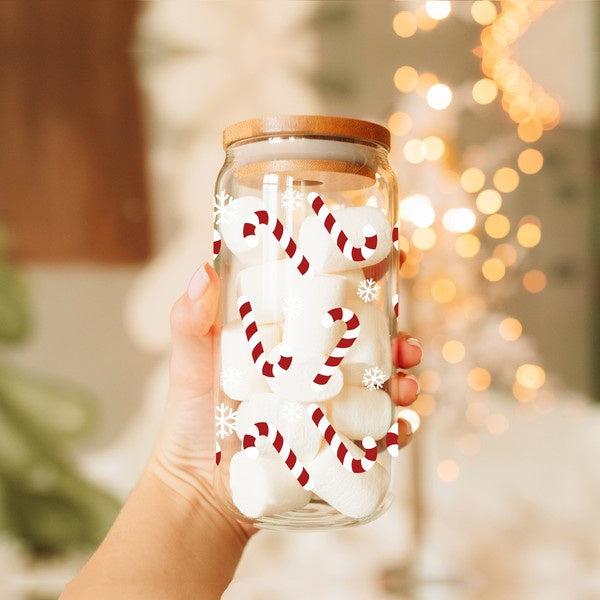 Candy Cane Glass Cup