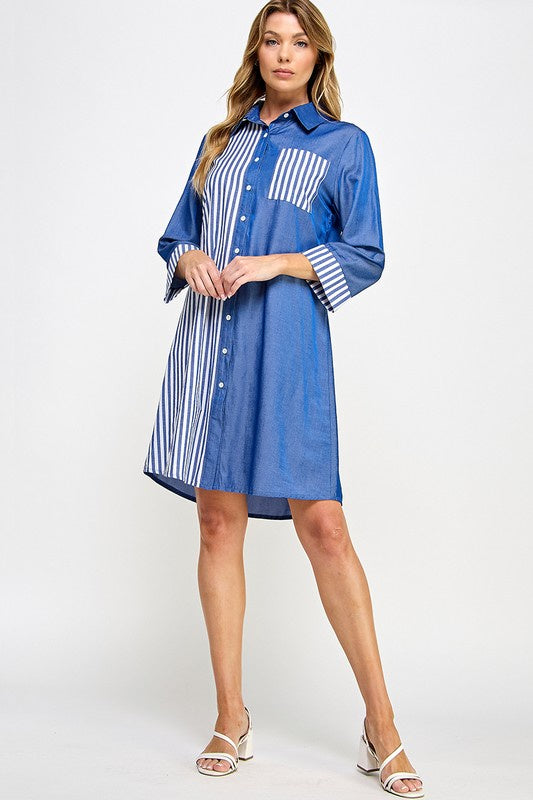 In Love With The Sun Chambray Striped Dress