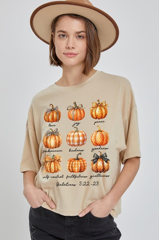 50% Off - Tan Pumpkin Graphic Tee