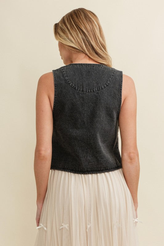 Don’t Be Jealous Black Denim Vest