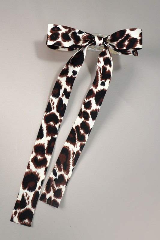 Dark Brown Leopard Print Bow Hair Clip