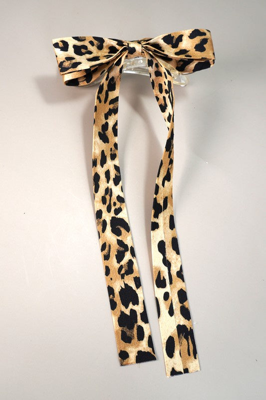 Light Brown Leopard Print Bow Hair Clip