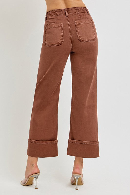 Well Balanced Brown Wide Leg Risen Jeans