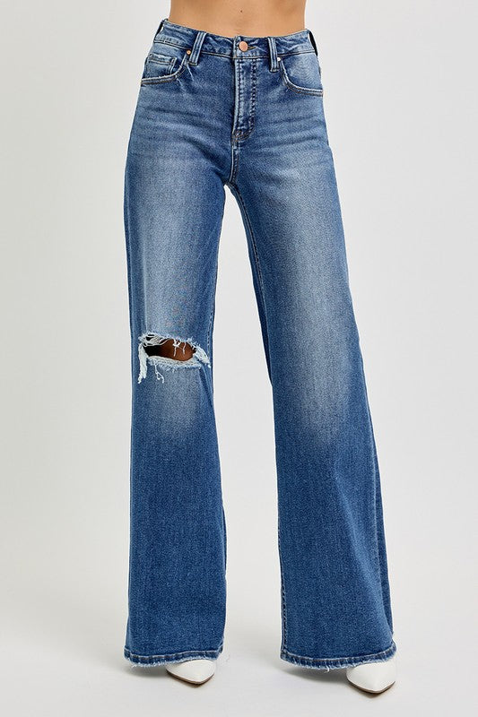 Worth The Drive Wide Leg Risen Jeans