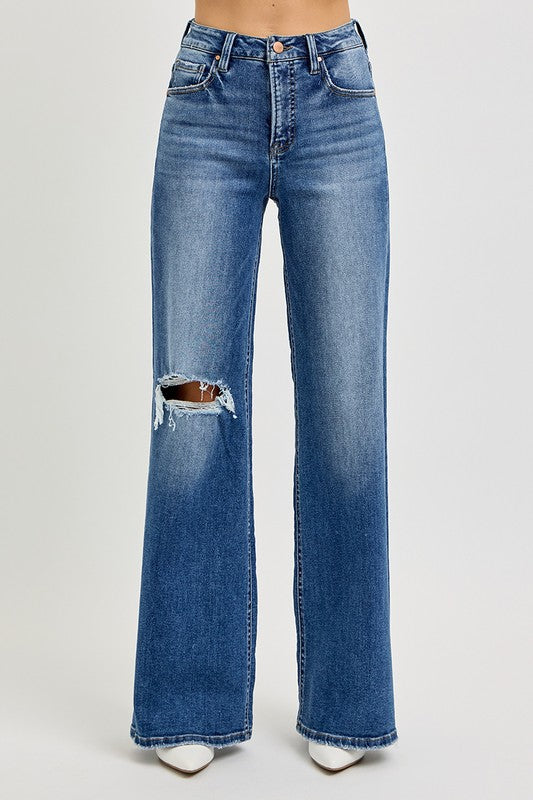 Worth The Drive Wide Leg Risen Jeans