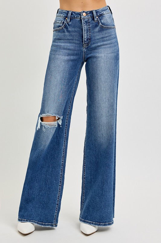 Worth The Drive Wide Leg Risen Jeans