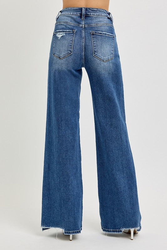 Worth The Drive Wide Leg Risen Jeans