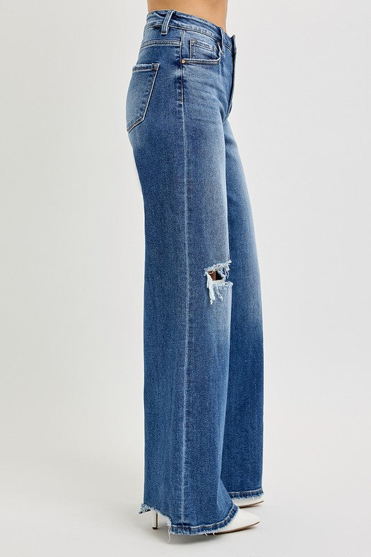 Worth The Drive Wide Leg Risen Jeans