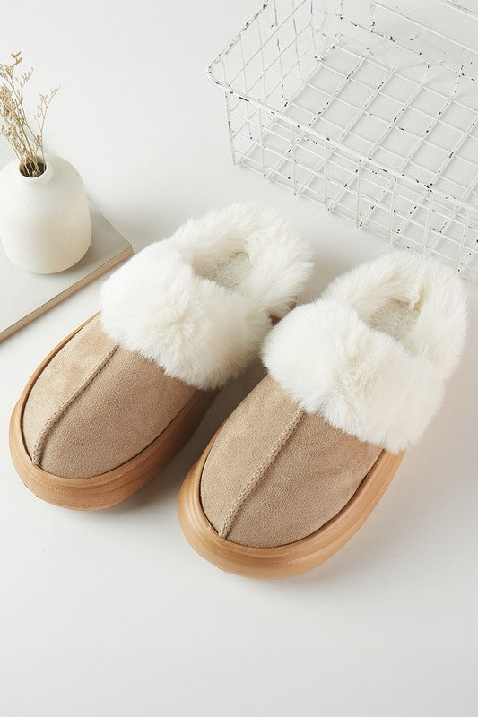 Cozy Girlie Taupe House Slippers