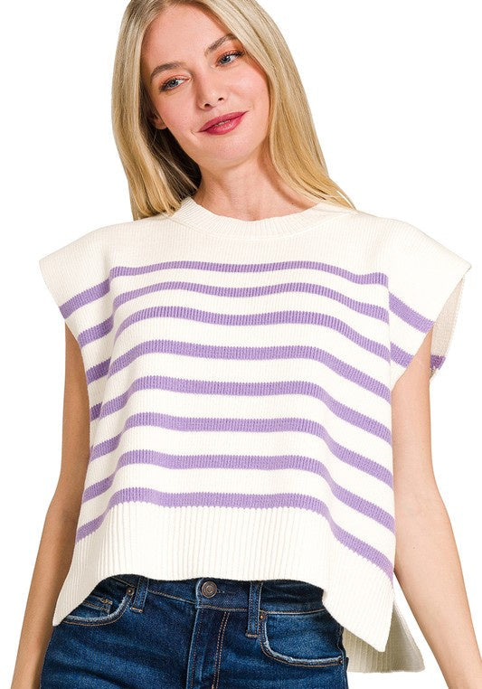 Stay Around For Awhile Lavender Striped Top