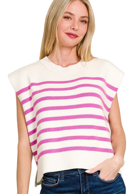 Stay Around For Awhile Pink Striped Top