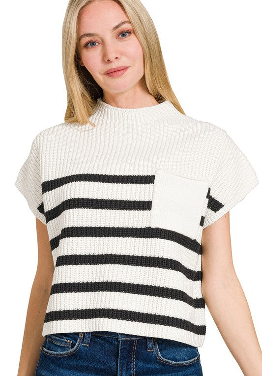 Promises Worth Keeping Ivory Striped Knit Top