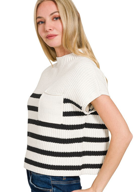 Promises Worth Keeping Ivory Striped Knit Top