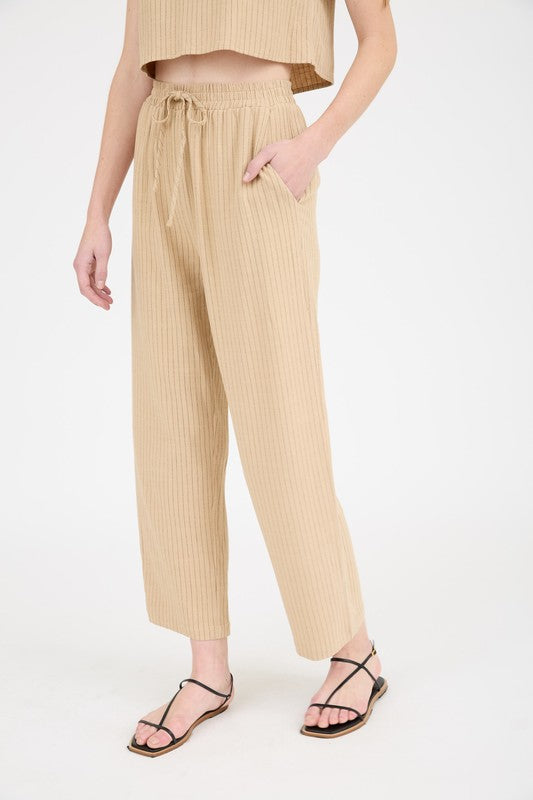 50% Off - On Lake Time Tan Linen Pants