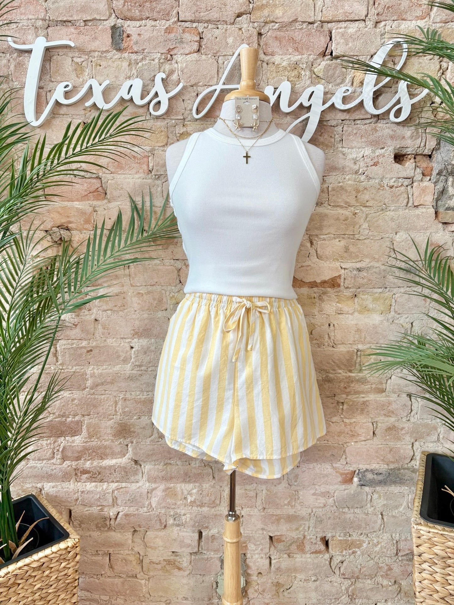Walking On Sunshine Yellow Striped Shorts