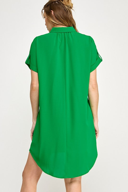 Daydreaming Green V-Neck Dress