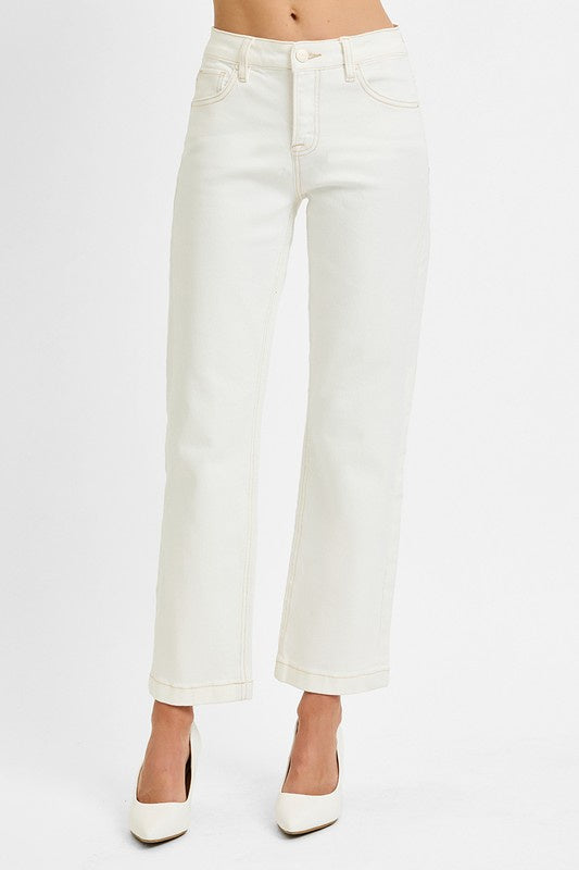 Spring Statement Of Mind Cream Straight Leg Risen Jeans